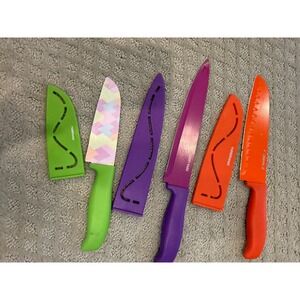 Farberware Color Knife Set With Sheaths Covers Kitchen Knives  Purple‎ Orange